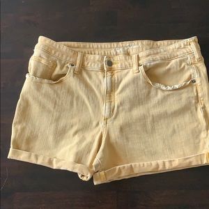 Yellow denim shorts